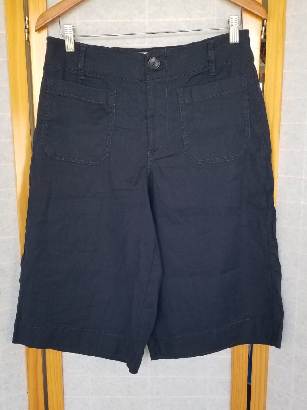 Anthropologie Maeve The Colette Long Line Short Linen Blend Black Size 30